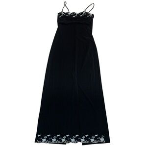 Vintage City Triangles Black Maxi Dress with silver Accents Women M Pullon party
